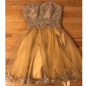 99Gown Gold Sparkly Short Dress